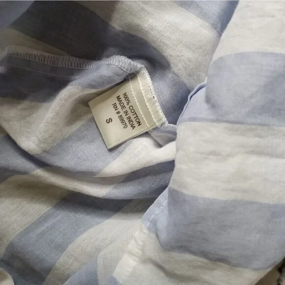 Eden & Olivia S Long Sleeve Top White & Blue Striped V Neck Button Tunic - Picture 5 of 10